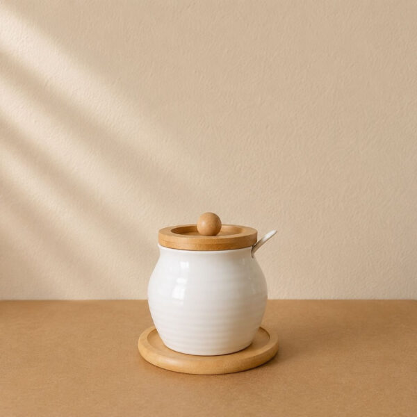 Azucarero con tapa de madera