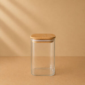 FRASCO TAPA MADERA 15CM CUADRADO