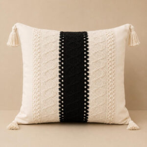 FUNDA DE COJIN 45X45 BLANCO CON NEGRO