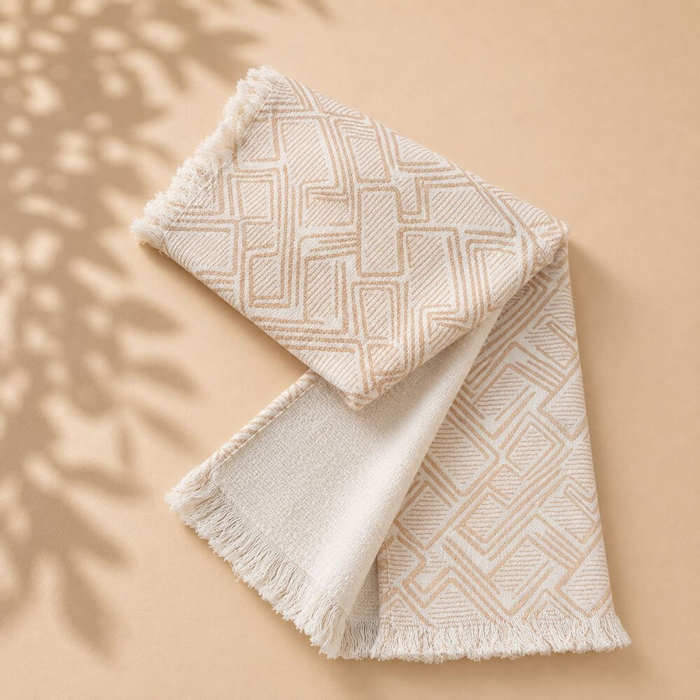 PAÑO DE COCINA GEOMETRICO BEIGE 2