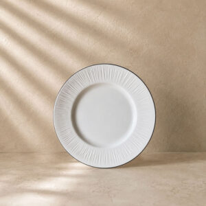PLATO POSTRE BLANCO FILO NEGRO