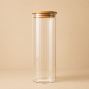 Frasco organizador de vidrio con  tapa de Bambú 29,5cm. - Imagen 3